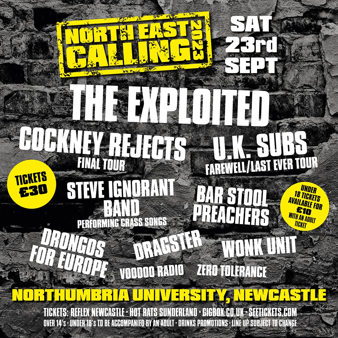 steveigs's tweet photo. On Saturday we are off to another great Calling Fest. Check out the line up - Epic.

23-09-2023 North East Calling, Newcastle
https://t.co/i0y1H9NE7F

@steveigs @JSPromotions #northeastcalling
#steveignorantband #anarchopunk #crass https://t.co/dwLT3Uiec1