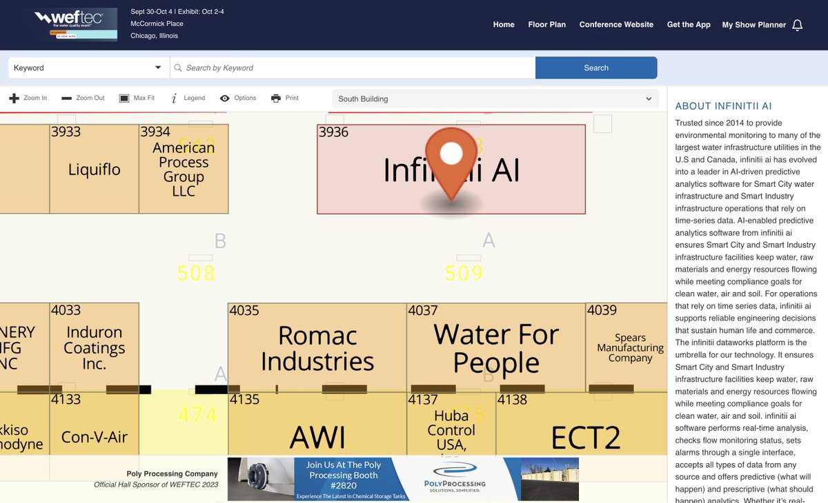 infinitiiai's tweet image. The @infinitiiai team is looking forward to meeting up with customers and new prospects at #WEFTEC2023 @WEFTEC Booth #3936 in Chicago Oct. 2-4. Come see the state-of-the-art in #machinelearning #software for the #WaterMonitoring in #WaterUtilities. 

$IAI.cn #CSE $CDTAF $7C5
