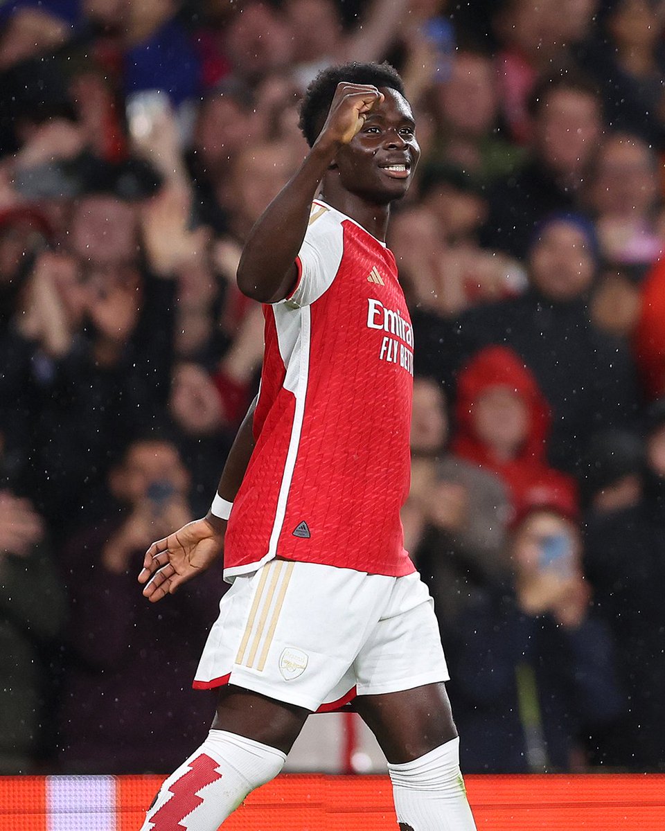 Saka scores 8 minutes into his #UCL debut! ⭐