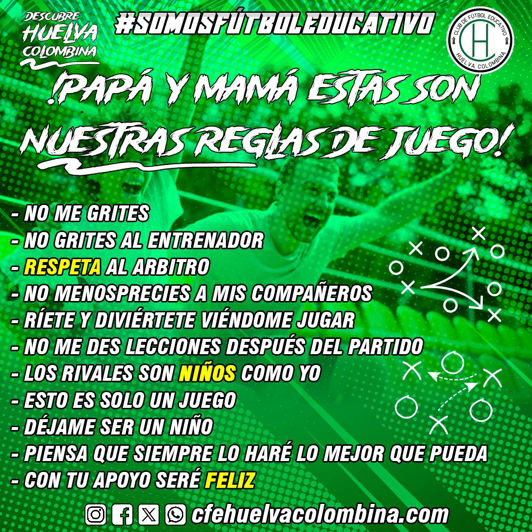 cfehuelvaC's tweet photo. 📢⚠️ ¡NUESTROS PEQUES NOS INDICAN LAS REGLAS DEL JUEGO!

¡PADRES, MADRES, FAMILIARES Y AMIGOS ESTO ES LO MÁS IMPORTANTE! #SomosFútbolEducativo vuestro comportamiento debe dar ejemplo en todos los terrenos de juego. No lo pienses más #DescubreHuelvaColombina ⚽💪

#CFEHC https://t.co/92BnDStMDy