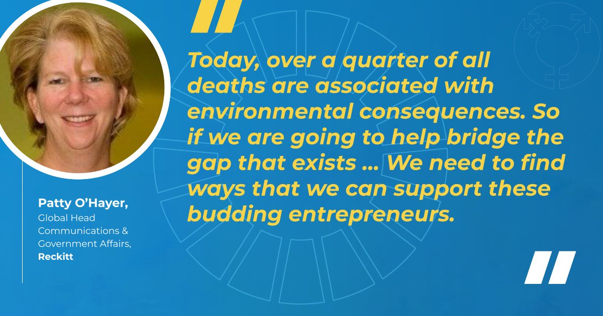 "Today, over a quarter of all deaths are associated with environmental consequences. So if we are going to help bridge the gap that exists … we need to find ways that we can support these budding #entrepreneurs." - Patty O’Hayer <a href="/ThisIsReckitt/">Reckitt</a>

#BFP_Live #BFP_UNGA