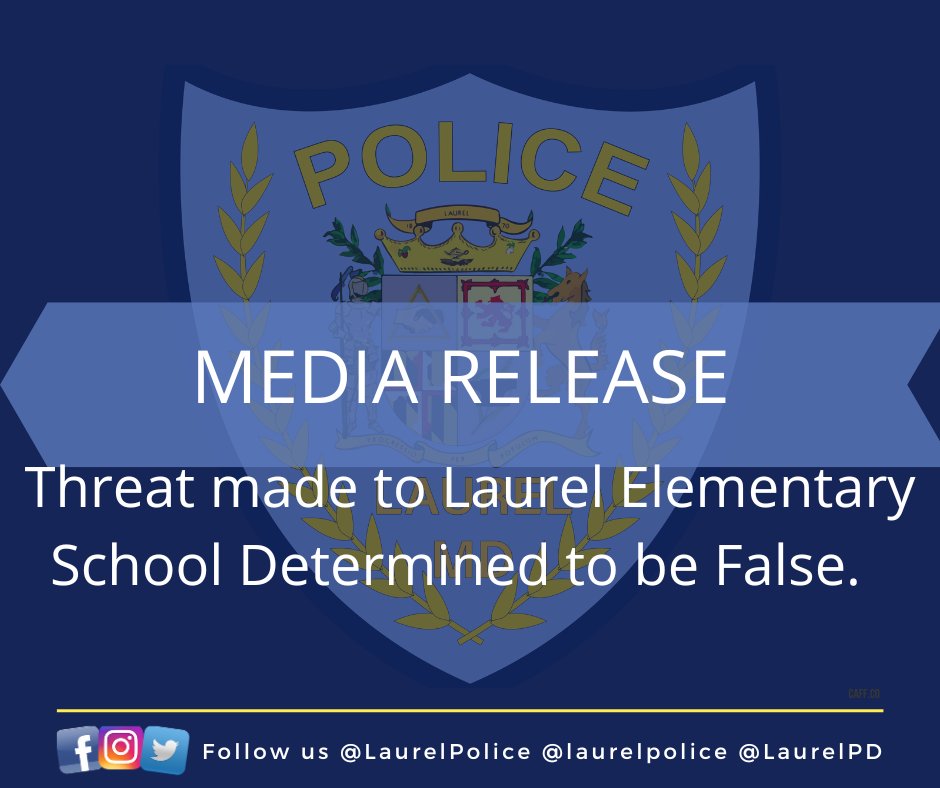 LaurelPD's tweet photo. Media Release
Threat to Laurel Elementary School Determined to be False

For full release:
https://t.co/MAbByfd19F https://t.co/ZRbQe9uBrb