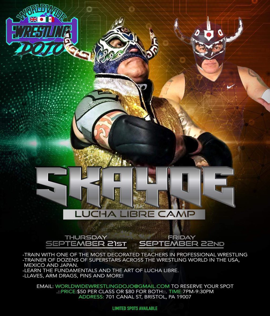 Tomorrow will be very special. My teacher and the teacher of many the Maestro de Lucha Libre, Skayde coming to the <a href="/WorldwideDojo/">WorldwideDojo</a>! His influence on wrestling is worldwide from generation to generation. 

Our fastest sell out on a seminar, and our most anticipated! Vamos!!!
