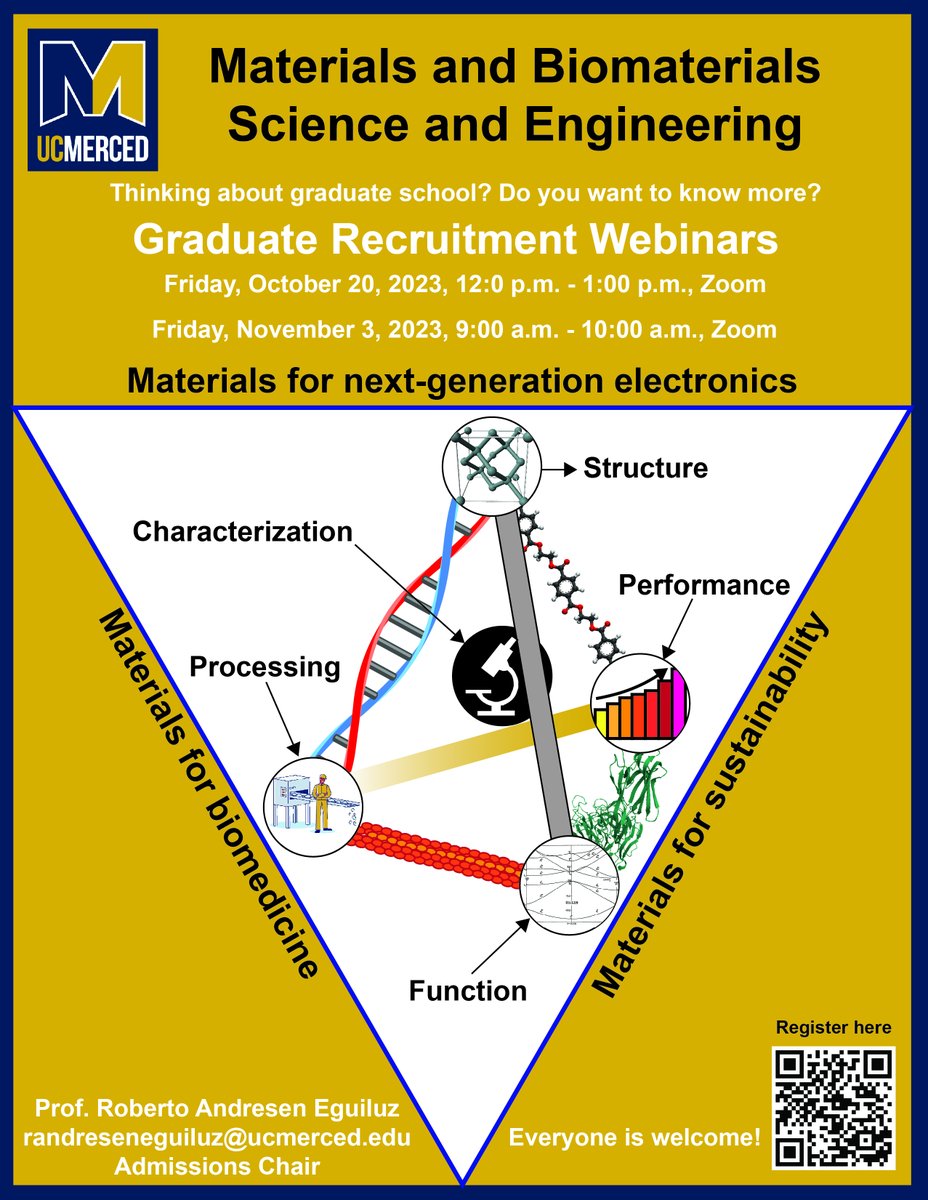 Are you thinking about graduate school? Do you see next-generation materials as central to tackling societal and technical challenges? Are you looking for a place to combine great science with excellent outdoors and community? Consider MBSE at UC Merced! lnkd.in/dm-843DT