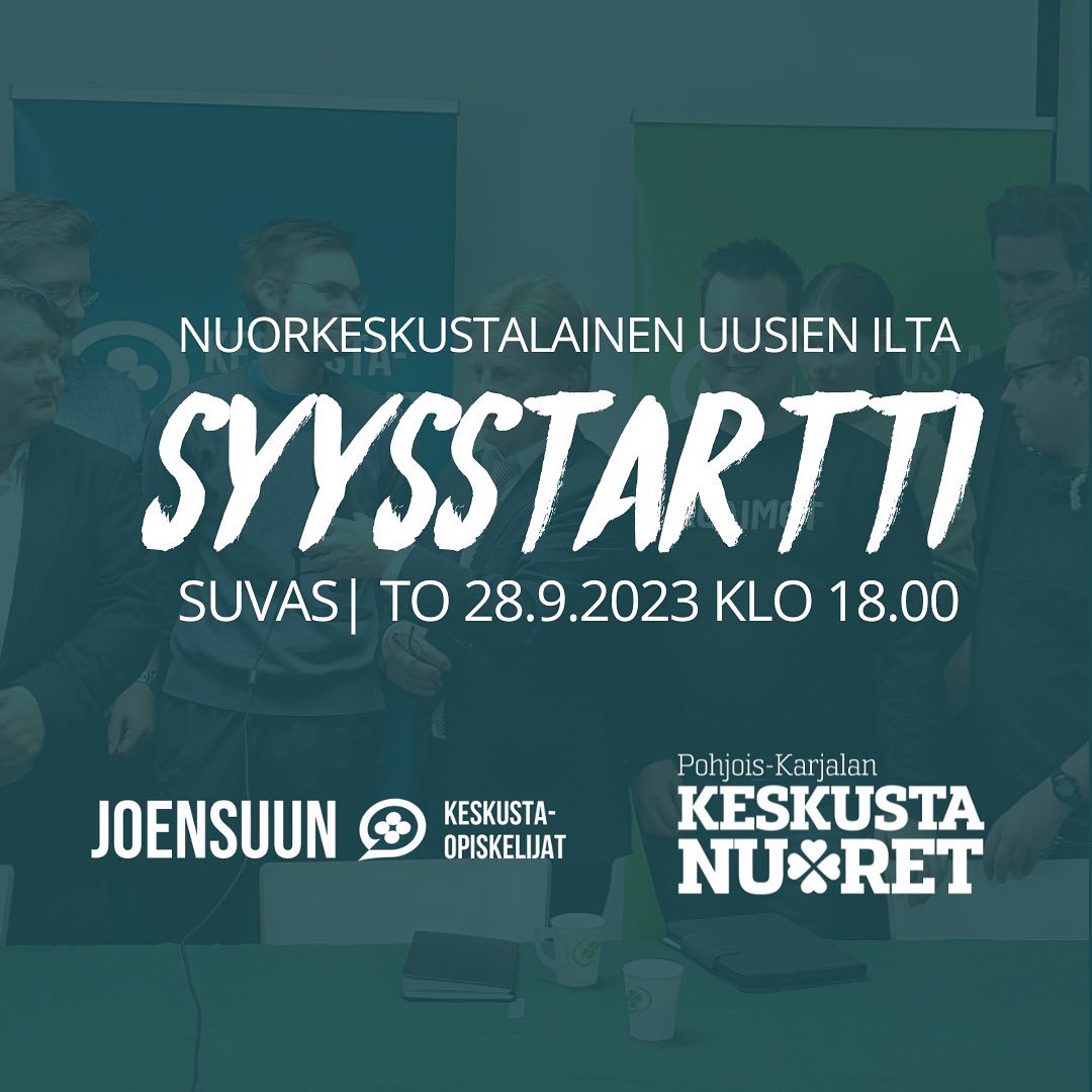 Tervetuloa mukaan perinteiseen Syysstarttiin torstaina 28.9. Suvakselle klo 18 alkaen!