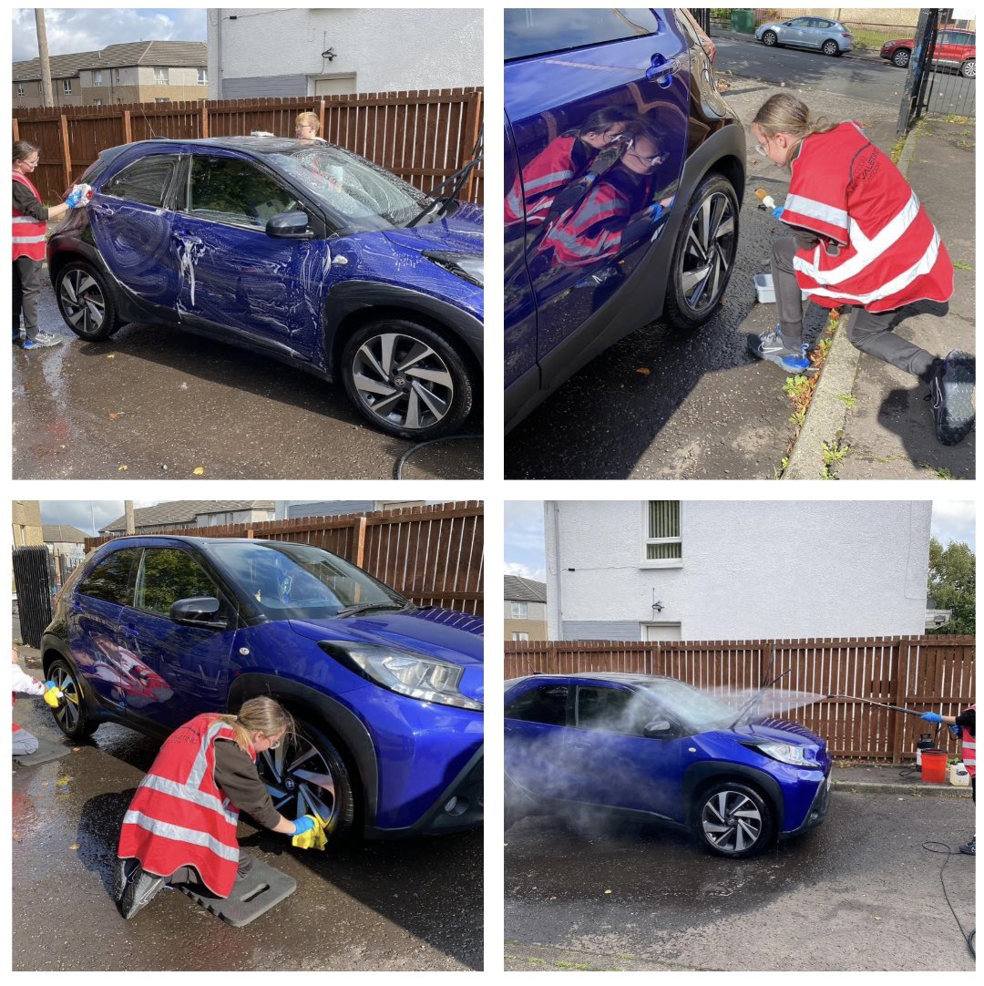 Our car wash crew has been doing a brilliant job again this week! #carwash #carvaletingglasgow #hollybrookacademy #valeting #goteam #employability #dywglasgow #skillsforlife #skillsforwork #employabilityskills