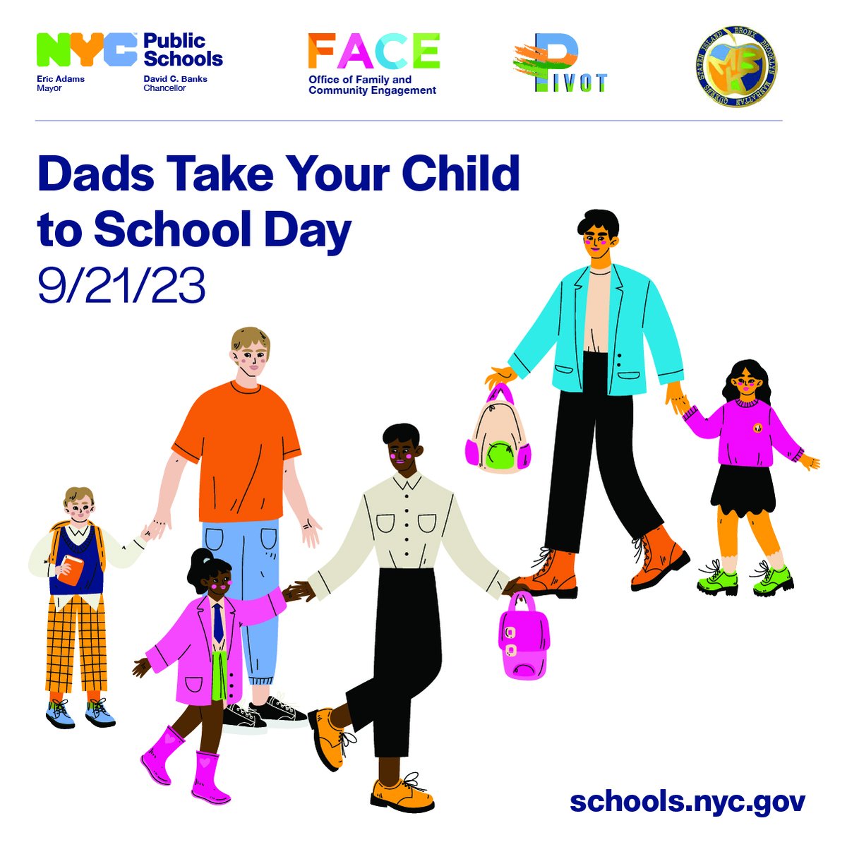 Tomorrow is Dads Take Your Child to School Day! We hope to see as many dads rolling through as possible.