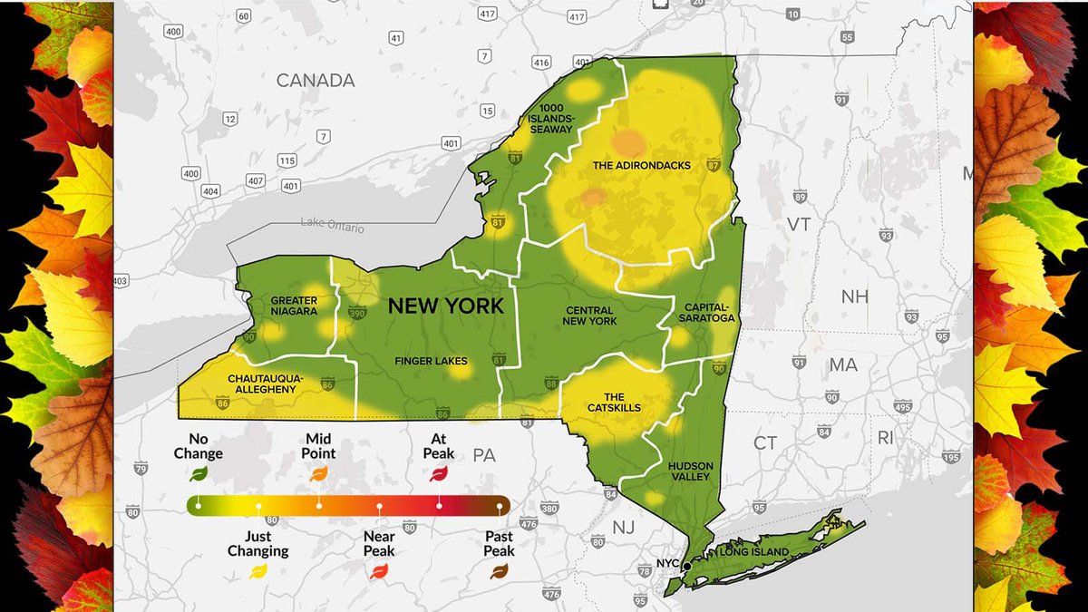 Week 2️⃣ of our Fall Foliage report is out now! 🍂 New York State continues to transition to multi-colored fall hues, with some parts of Adirondacks expecting foliage near midpoint of change.

See the full report: bit.ly/3PHBtzP