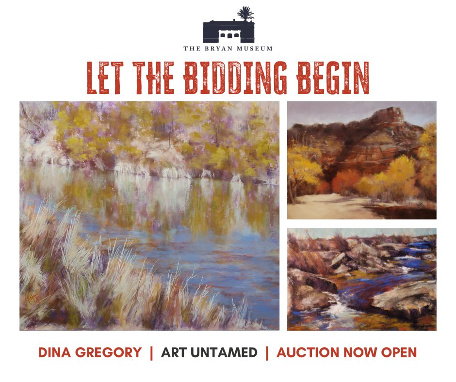 Our Visions Of The West exhibition is online, and the bidding has begun!

Returning for the second year is the remarkably passionate southwest painter Dina Gregory. 

Place your bids today for Dina Gregory's featured pastel piece, "Monet Morning," at qtego.us/qlink/thebryan…