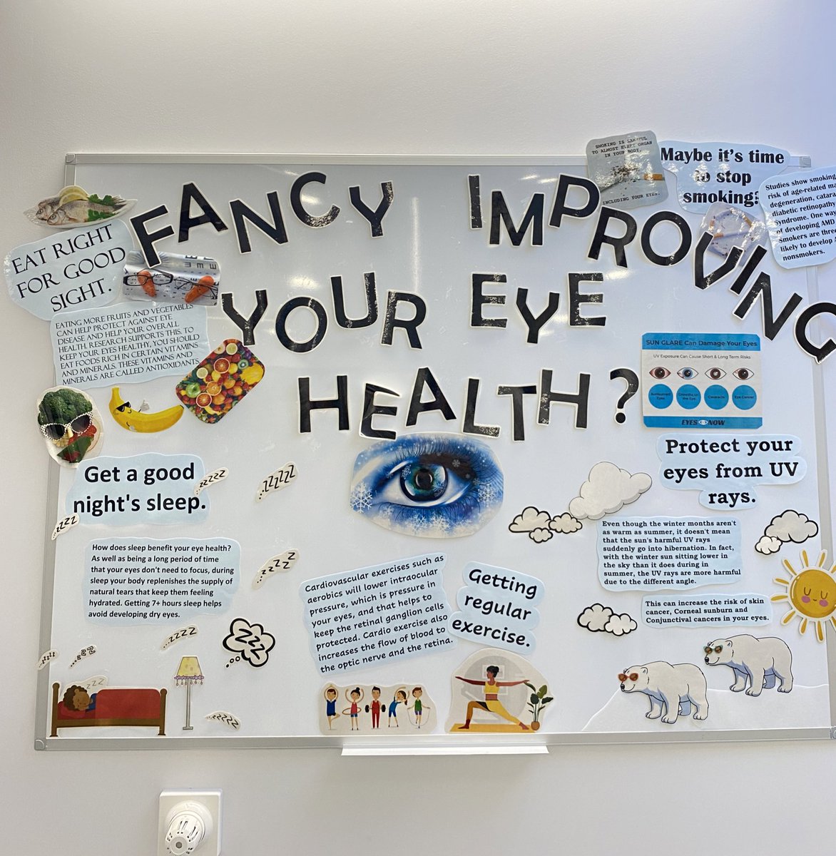 We may have been a little quiet on here over the last few weeks but our teams have been super busy 🌟Take a look at our fabulous ‘Improving Your Eye Health’ board perfect for celebrating #NationalEyeHealthWeek 🤓  #visionmatters #eyehealth