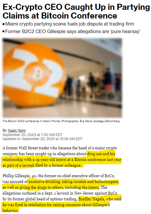 ParrotCapital's tweet image. Hard to tell if this Bloomberg article is actually from Bloomberg...or @TheOnion, given that this is #bitcoin and #BitcoinMiami we're talking about: