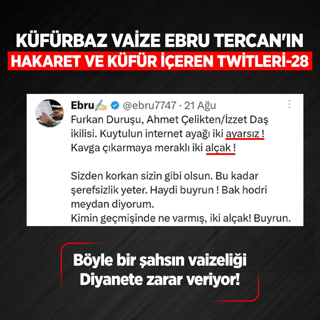 Küfürbaz Vaize Ebru Tercan'ın Hareket ve Küfür İçeren Tweetleri-28  Diyanetin KüfürbazVaizesi #İhanetŞebekesi  @DIBAliErbas @diyanetbasin @gantepmuftulugu @iletisim