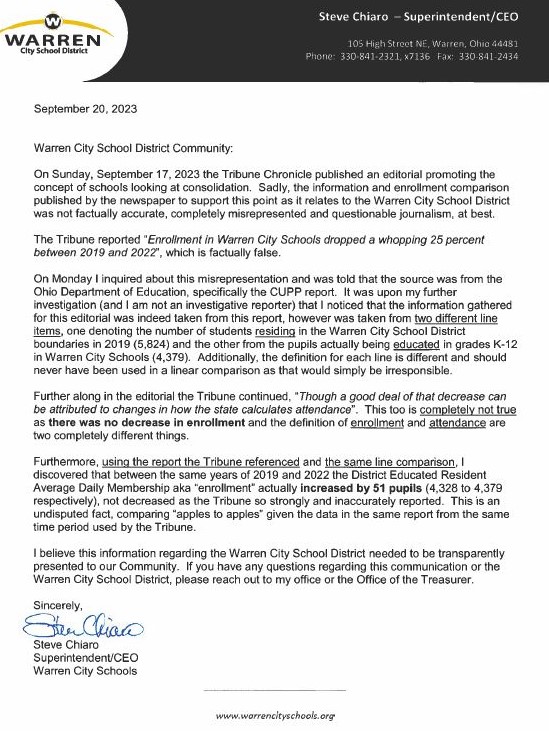 Warren City Schools (@warrenschools) on Twitter photo WARREN SUPERINTENDENT REPLIES TO INACCURATE <a href="/TribToday/">Tribune Chronicle</a> EDITORIAL PUBLISHED SEPT. 17.
Please read the Superintendent’s Full Letter Here: drive.google.com/.../1W6yevrd8D…... WARREN SUPERINTENDENT REPLIES TO INACCURATE <a href="/TribToday/">Tribune Chronicle</a> EDITORIAL PUBLISHED SEPT. 17.
Please read the Superintendent’s Full Letter Here: drive.google.com/.../1W6yevrd8D…...