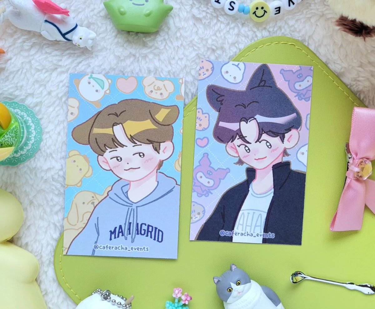 CafeRachaEvents's tweet photo. Here's a look at our photocards! 

Double sided matte! One side has cute Sanrio themed photos and the other has puppy cat illustrations :)

The photocards are available in every tier. Walk-in goodie bags will recieve 1 random photocard. https://t.co/wWfGYaEjCP