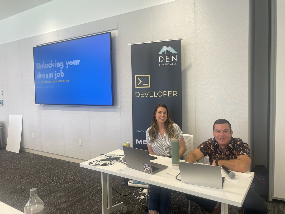 ConorSwanson's tweet image. Let’s go Day 3 in the Developer Track @DENStartupWeek ! Listening to a great presentation from Riley and Bret @CodeTechTalent on the job search process. #denstartupweek