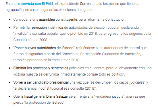 matiasabadm's tweet photo. El correísmo busca ganar las elecciones para convocar a una Constituyente para permitir reelección indefinida, eliminar sentencias y cambiar autoridades de control para el regreso de Rafael Correa. https://t.co/JlNqGVEmYH