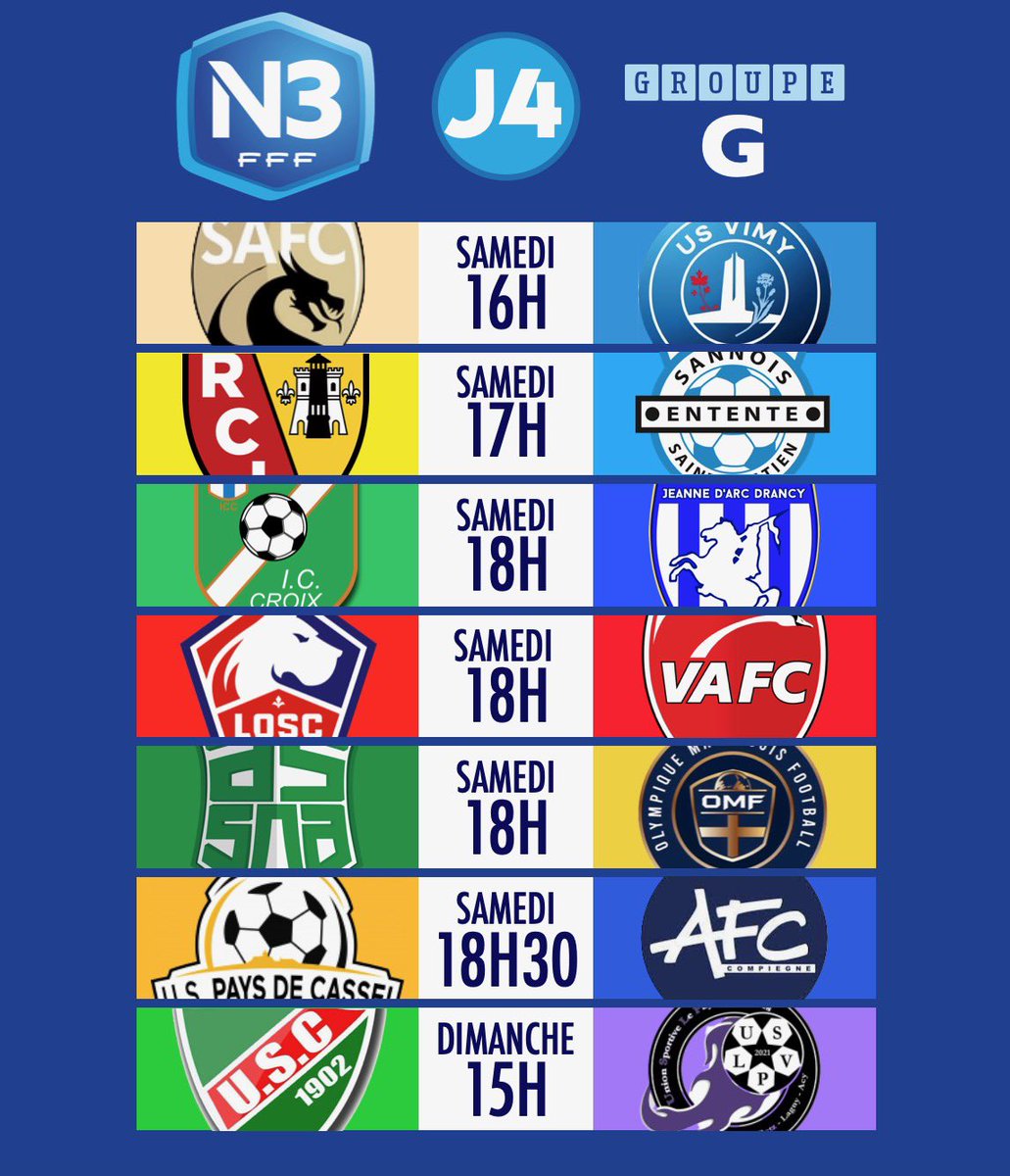 🗓 Le programme du championnat 𝗡𝗮𝘁𝗶𝗼𝗻𝗮𝗹 𝟯 pour cette 4ème journée ! 🍿⚽️