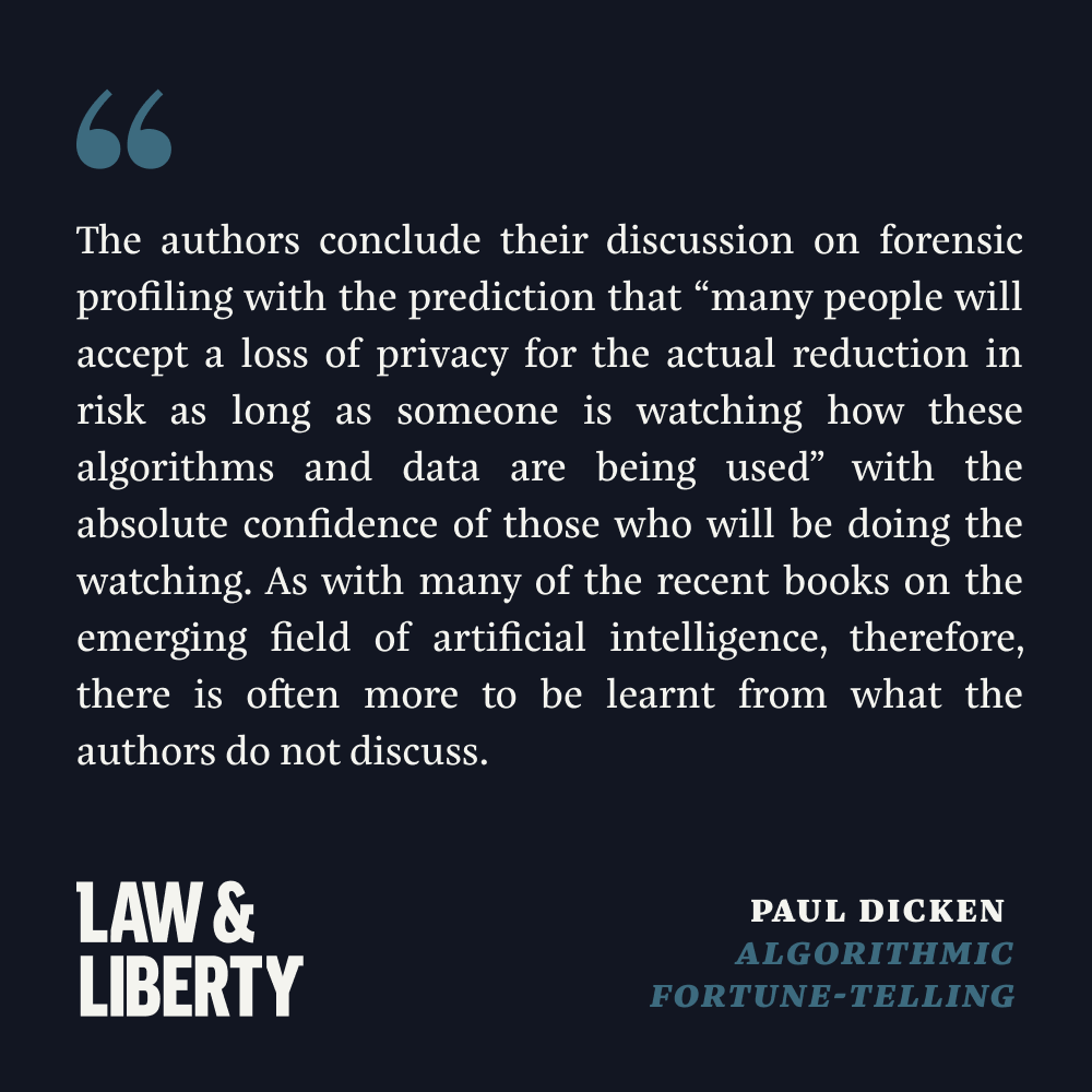 LawLiberty's tweet photo. Upon reviewing “The Age of Prediction,” @paul_dicken is left largely unimpressed with what the authors have to say about artificial intelligence. Reading between the lines, however, proved to be quite interesting. https://t.co/EBkpGuz6jz https://t.co/QEm8JGn1ar