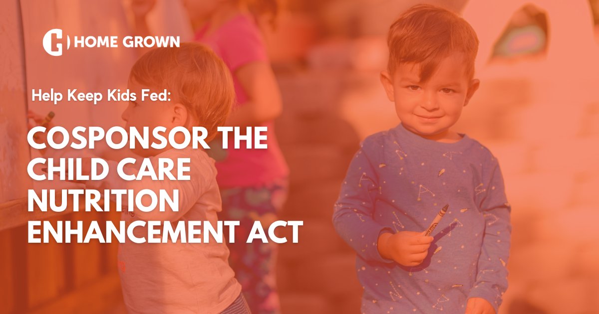 HomeGrownOrg's tweet photo. The Child Care Nutrition Enhancement Act will:
🌱 Add add'l 10 cents for eligible meals
🌱 Eliminate two-tier system for #familychildcare
🌱 Ensure #familychildcare can be reimbursed for feeding her own children during care

We Need Your Help! Learn more ⤵https://t.co/2wL50n1sVh https://t.co/YxtU3JmTM2