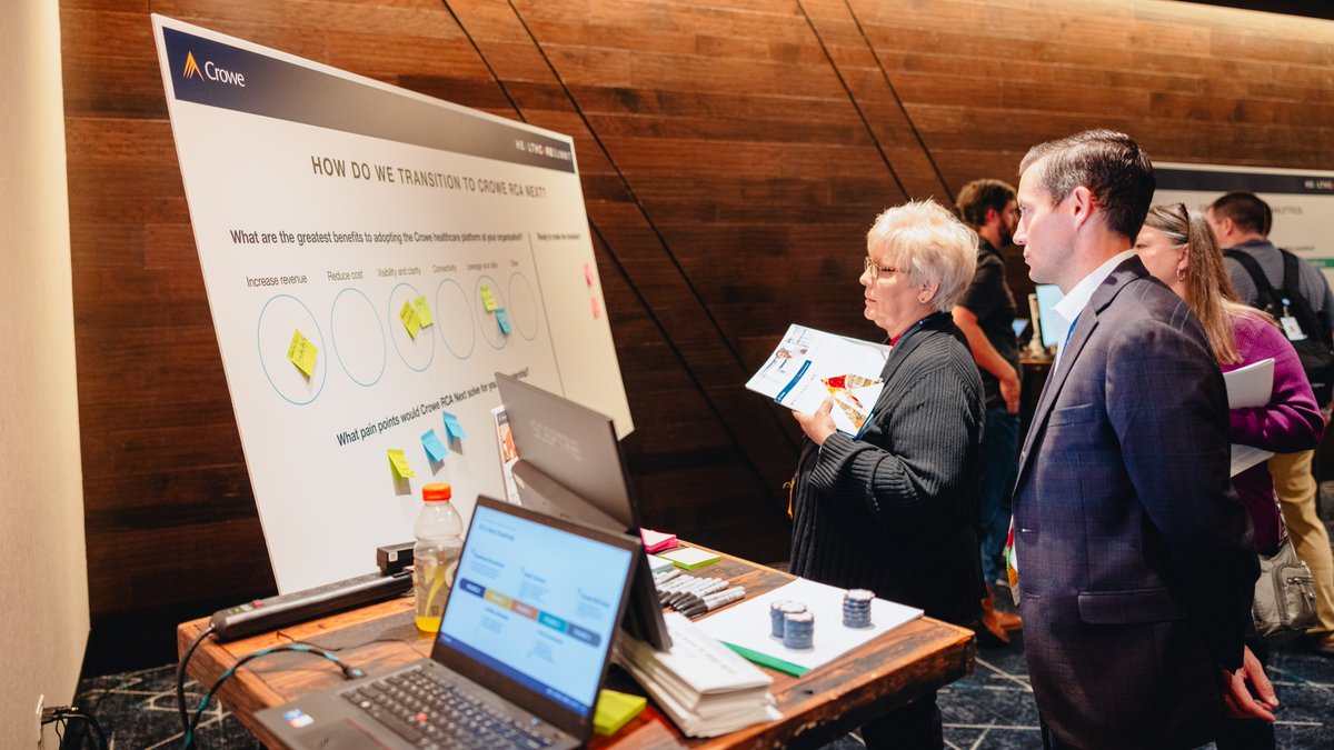 CroweUSA's tweet image. What's the hubbub about the #HCSummit Innovation Hub? Attendees saw a sneak peek of up-and-coming Crowe solutions in this immersive experience. #CroweHC