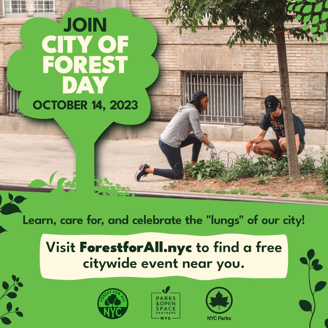 NYRP's tweet photo. You’re invited to a 🌳 Tree-mendous 🌳 event: #CityOfForestDay on October 14! We’re participating in this day of 60+ events citywide that will celebrate NYC’s #UrbanForest. Come out to Sherman Creek Park to learn more about our #EdibleForest! Learn more ➡️ https://t.co/FJ2A5RuLl9 https://t.co/z2ZmHvZWzH