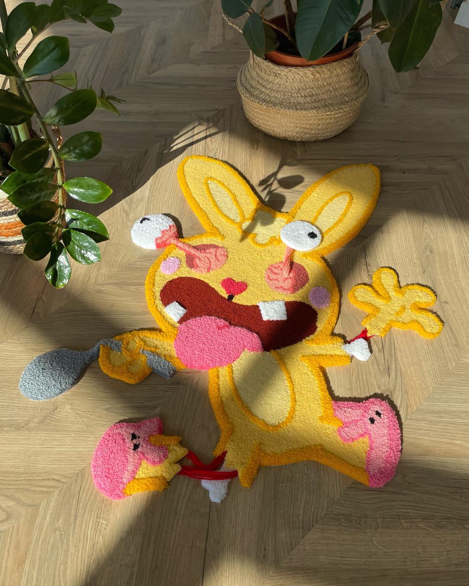 designdocument's tweet photo. "Cuddles" Happy Tree Friends Tufted Rug 🦴💛 https://t.co/BNE51yfSSQ