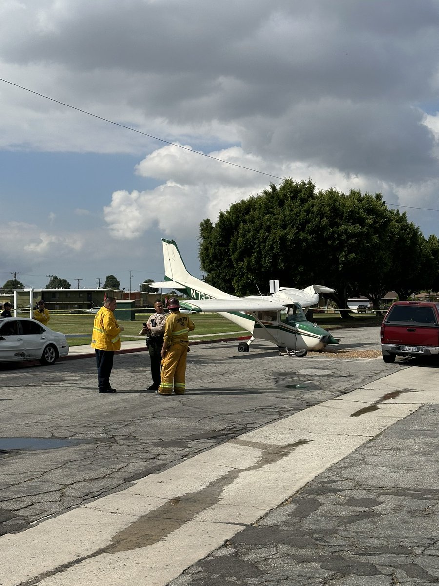 Today at approx.  8:00AM <a href="/ComptonLASD/">LASD Compton Station</a> was notified about a small plane that was down near the intersection of Central Ave and 159th Street in the city of Compton. <a href="/ComptonLASD/">LASD Compton Station</a> Deputy personnel and <a href="/ComptonFF/">Compton Firefighters</a> responded to the scene. The pilot sustained minor injuries.