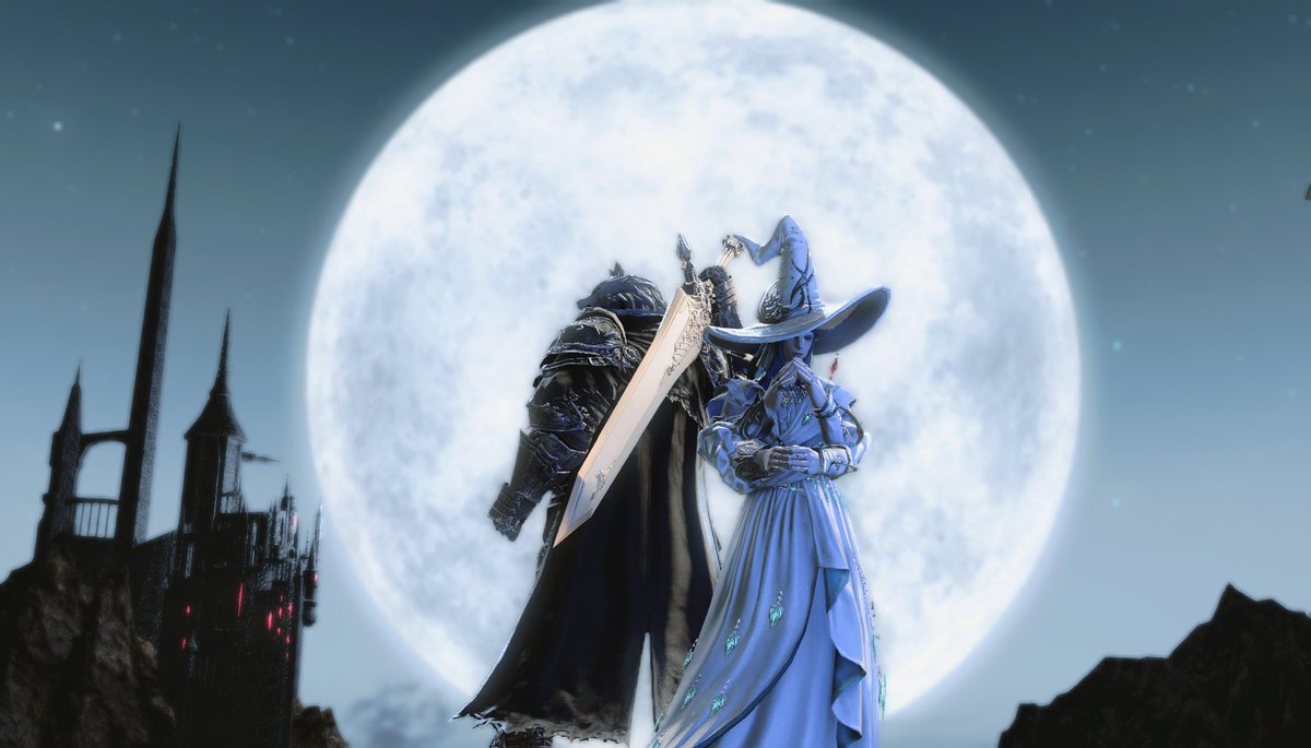 AinFFXIV's tweet photo. Dear Consort Eternal 🐺🌕🧙‍♀️
Ranni and Blaidd glam 
#FFXIV #EldenRing #proposal #Roegadyn #GPOSERS https://t.co/MGsoe864GV