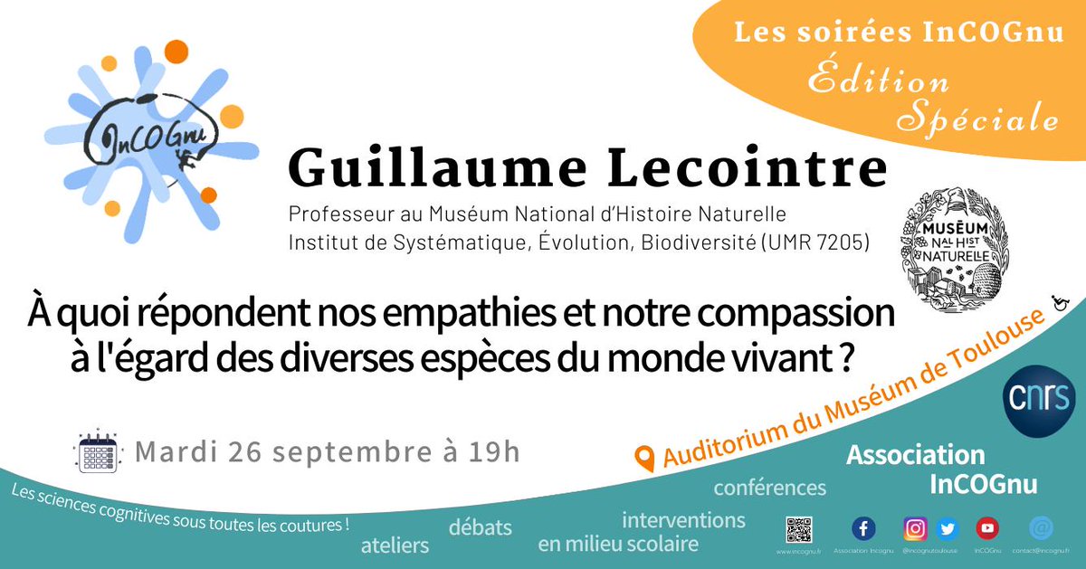 Tipunch (sur Bluesky) (@tipuncho) on Twitter photo Guillaume Lecointre sera à Toulouse mardi prochain pour une une soirée-débat organisée par l'association <a href="/IncognuToulouse/">Association Incognu</a>. 😉
"À quoi répondent nos empathies et notre compassion à l'égard des diverses espèces du monde vivant ?"
Pour plus d'infos :
facebook.com/events/s/soire… Guillaume Lecointre sera à Toulouse mardi prochain pour une une soirée-débat organisée par l'association <a href="/IncognuToulouse/">Association Incognu</a>. 😉
"À quoi répondent nos empathies et notre compassion à l'égard des diverses espèces du monde vivant ?"
Pour plus d'infos :
facebook.com/events/s/soire…
