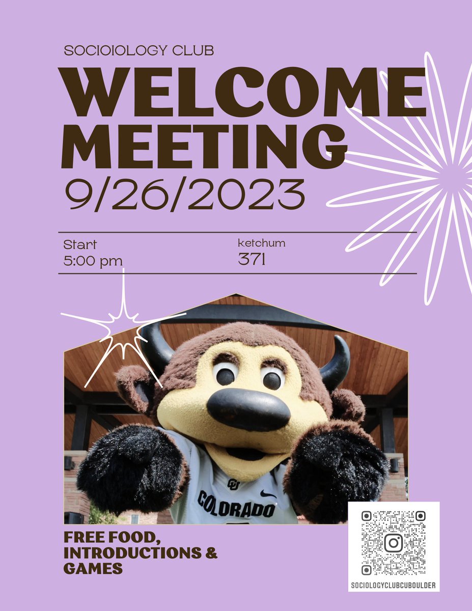 Looking for some fun? Join the Sociology Club!  Weekly meetings are Tuesday at 5pm :) #freefood #BeBoulder #CUBoulder #GoBuffs #SociologyClubCUBoulder 
colorado.edu/sociology/2023…