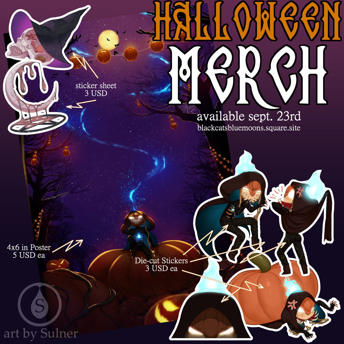SulnerVT's tweet photo. 🎃NEW DESIGN &amp; MERCH DROP🎃

🎃Excited to announce that again this year I am apart of a Halloween Art Collab hosted by @kittyIrked!

🎃1 small poster, 4 die-cut stickers, and 2 stickers apart of the collab sheet-Links below!

🎃Expect more spooky announcements soon.. https://t.co/i8tiQCWG0W