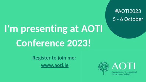 Looking forward to presenting on “Establishing an Occupational Therapy service within a new Rheumatic and Musculoskeletal Disease Unit: A Collaberative Approach” @Peamount_Health @AOTInews @AOTIrmdag #AOTI2023 #occupationaltherapy #TheHealthcareProfessionofOurTime