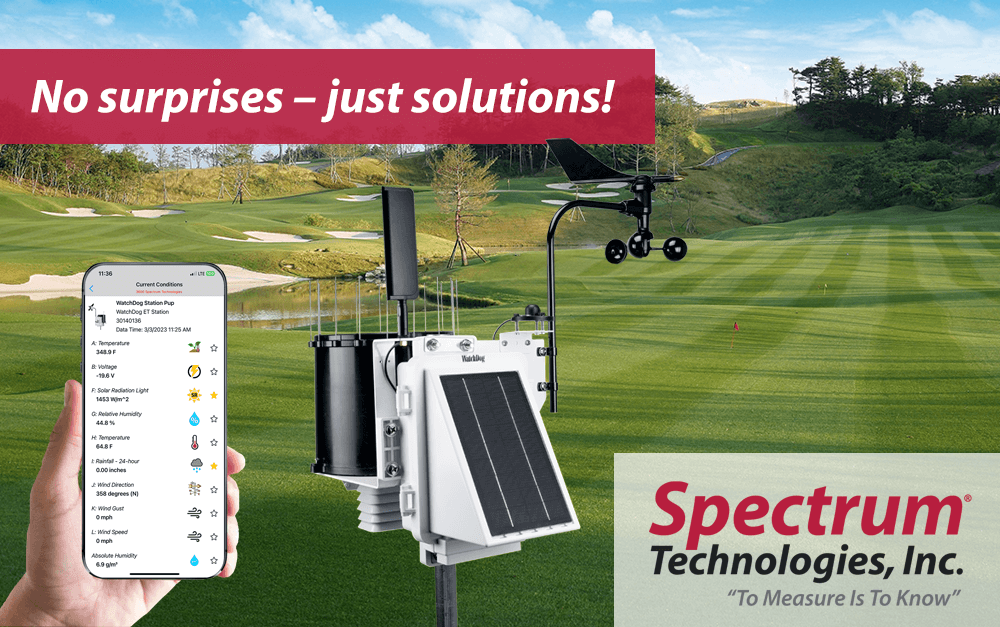 SpecTechMeters's tweet photo. Our WatchDog® 3250 Wireless ET Stations measure rainfall, temperature, wind speed/direction, humidity and solar radiation from the palm of your hand. We don’t believe in surprises – only superior solutions.
https://t.co/fkO86j3laI
#spectrum #spectrumtechnologies #grass #turf https://t.co/mcrULUTcah