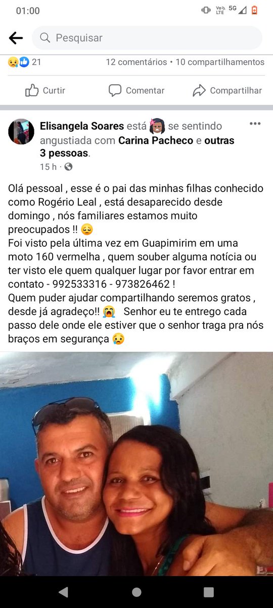 Meu pai está desaparecido desde domingo!!!!!! 
<a href="/balancogeral/">Balanço Geral</a> <a href="/recordnews/">Record News</a> <a href="/tvglobo/">TV Globo 📺</a> <a href="/OGlobo_Rio/">O Globo_Rio</a> <a href="/jornaldarecord/">Jornal da Record</a> <a href="/SBTonline/">SBT</a>