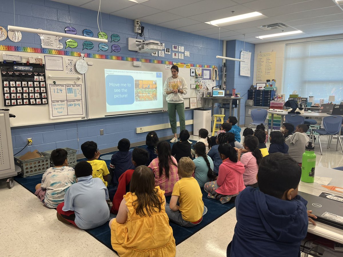 We had a wonderful time practicing our visualization skills with <a href="/MrsJTweets2020/">Mallory Janofsky/Mrs. J</a> today! What do you see in your mind when you read “watermelons falling out of a yellow van in a flood”!