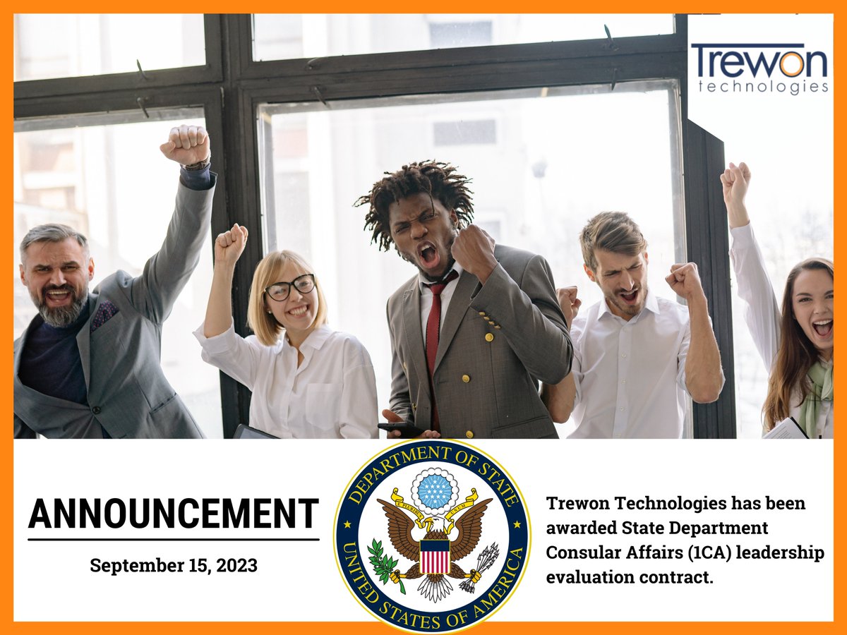 TrewonTech's tweet image. Proud to announce we have been awarded a contract to support the @StateDept with an evaluation of the CA’s Leadership and Management Tenets. 

To read what our newly appointed Chief Operation Officer had to say visit:
lnkd.in/dHJdyZSb