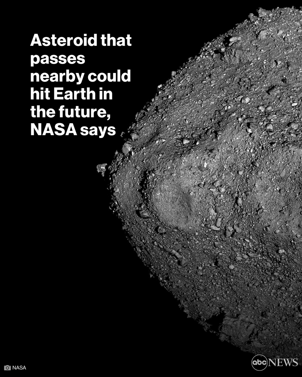 ABC's tweet photo. DON'T WANNA MISS A THING: Asteroid that passes nearby could hit Earth in the future, NASA says. An asteroid NASA's been tracking for nearly 25 years could impact Earth in the future, a new report reveals. https://t.co/4IoOXI1wlx https://t.co/pO48c2AKLI