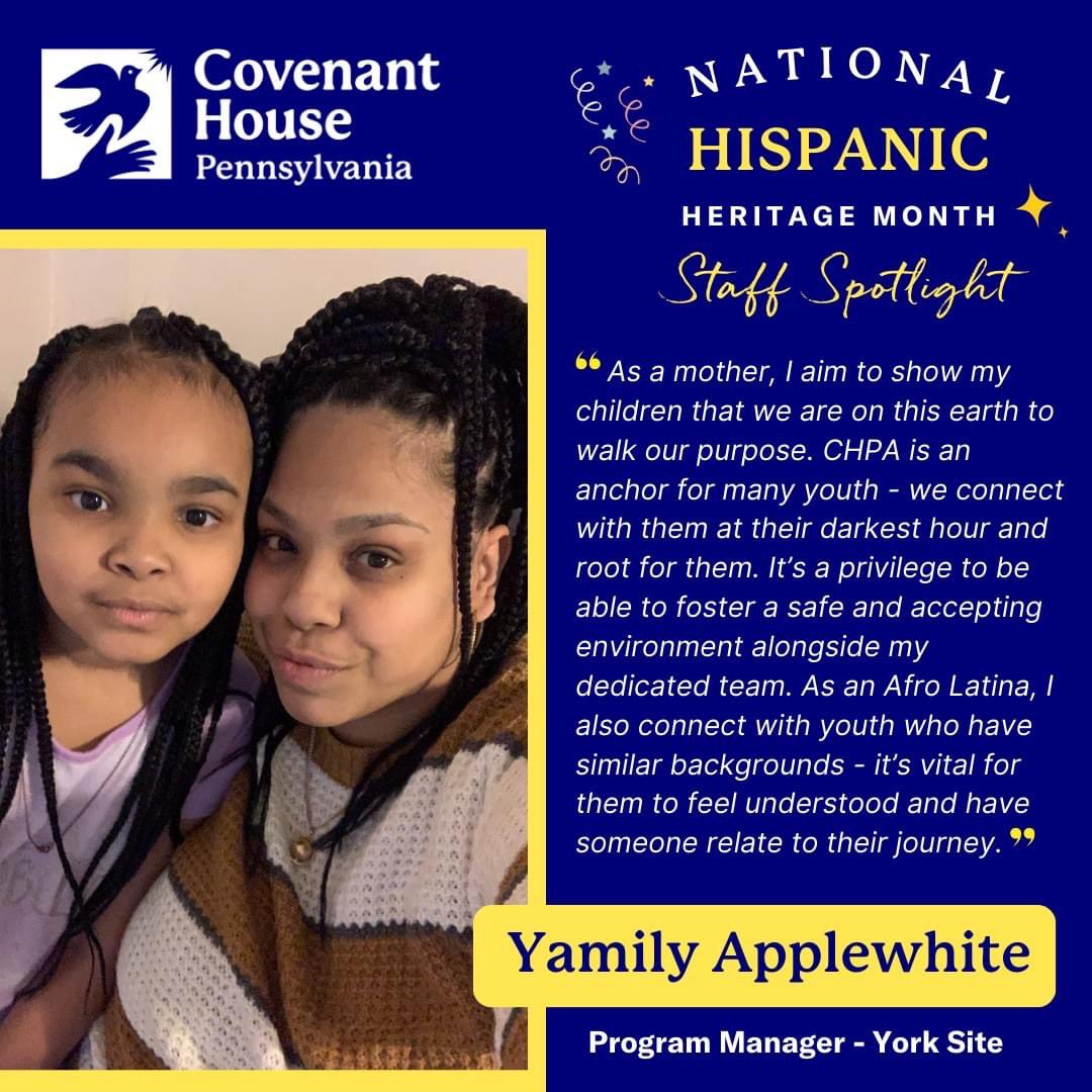 CovenantHousePA's tweet photo. This National Hispanic Heritage Month, we celebrate unity in diversity &amp; continue to create bright futures together! Here are some of our Latina staff members whose passion and commitment shine brightly in the work they do, and the youth we serve, of whom 13% identify as Latina! https://t.co/yJLloadZm1