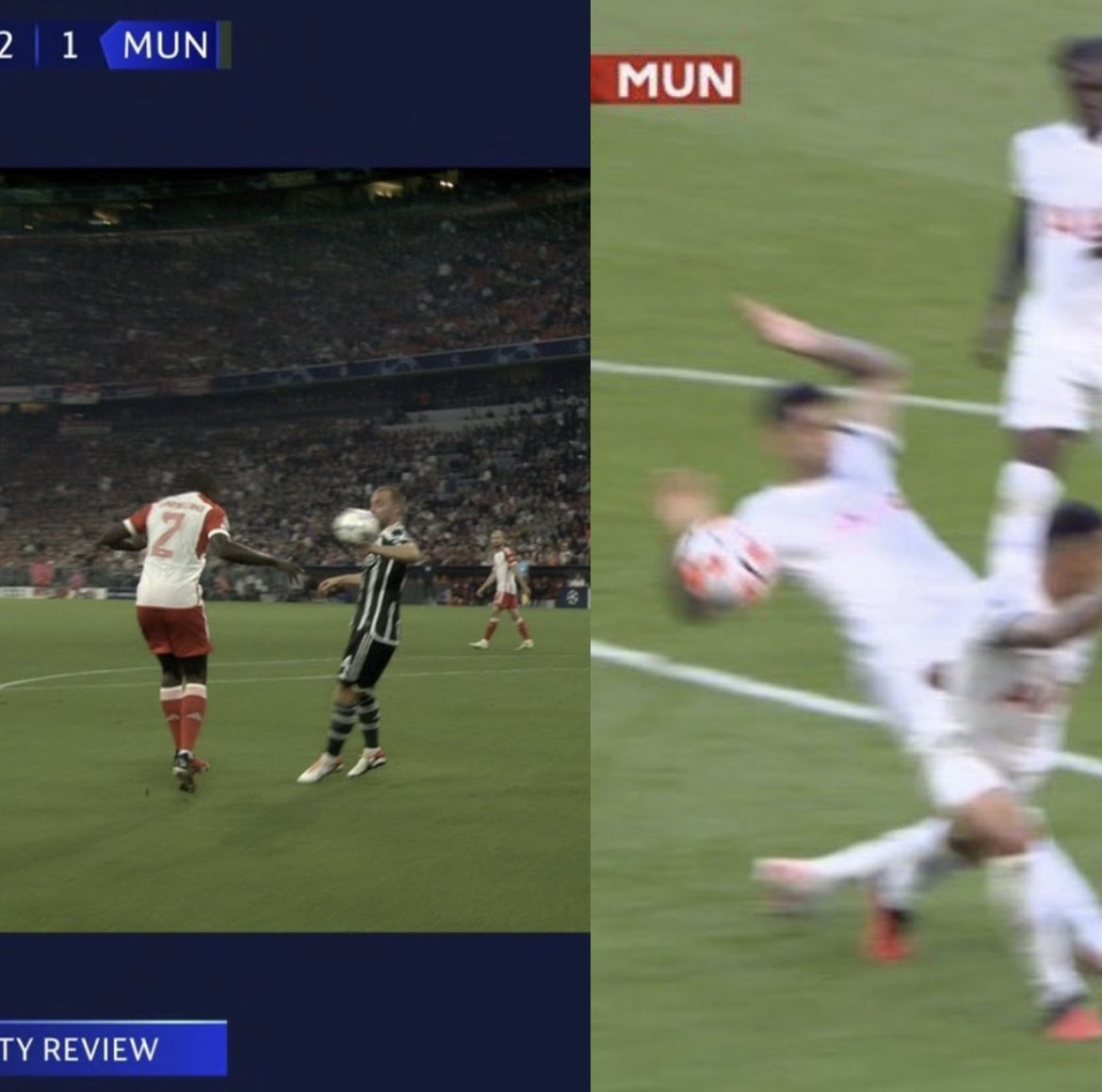 UTDDeng's tweet photo. "Handball is      vs       "He's too close 
handball"                      to the player" https://t.co/CAvzqednB9