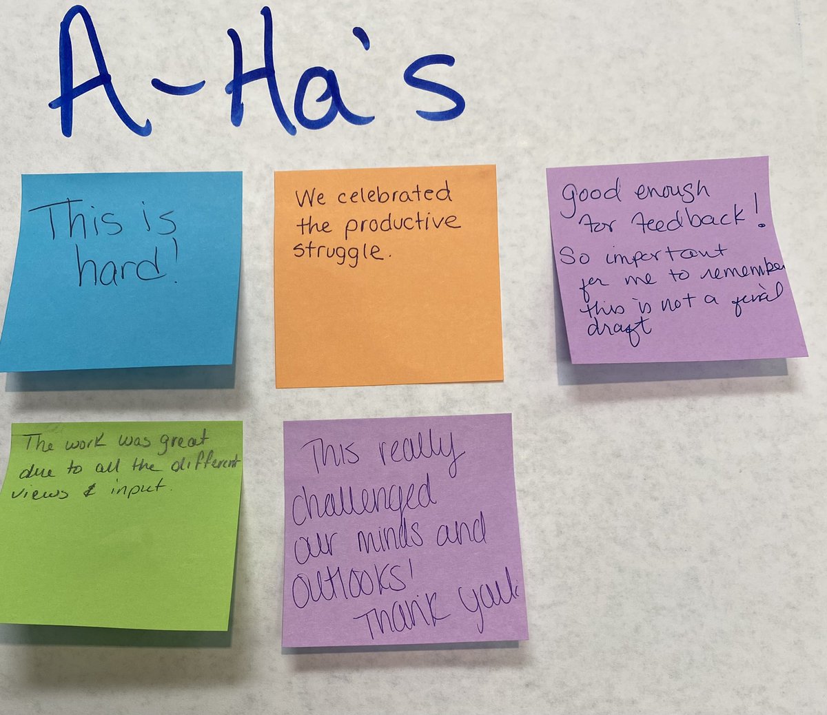 drliliananez's tweet photo. We didn’t capture the whole group but I did catch a few members of the Portrait of a Graduate Grade Level Competency Team.  We are so excited about this work. Zoom in on the post it notes. @knowledgeworks @SydYoungUT @ECISD_T2L @EcisdL https://t.co/lhbb1sKgCH