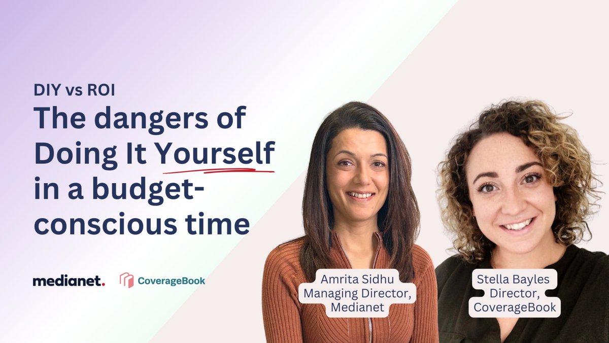 Don't miss our webinar tomorrow at 4.30pm (London time) with <a href="/medianettweets/">Medianet</a>. CoverageBook's <a href="/stellabayles/">Stella Bayles</a> speaks with Amrita Sidhu about how technologies could secure your future budget, and the tech to invest in to improve your workflow.

🔗Sign up here: ow.ly/ZV4z50PO2Yf