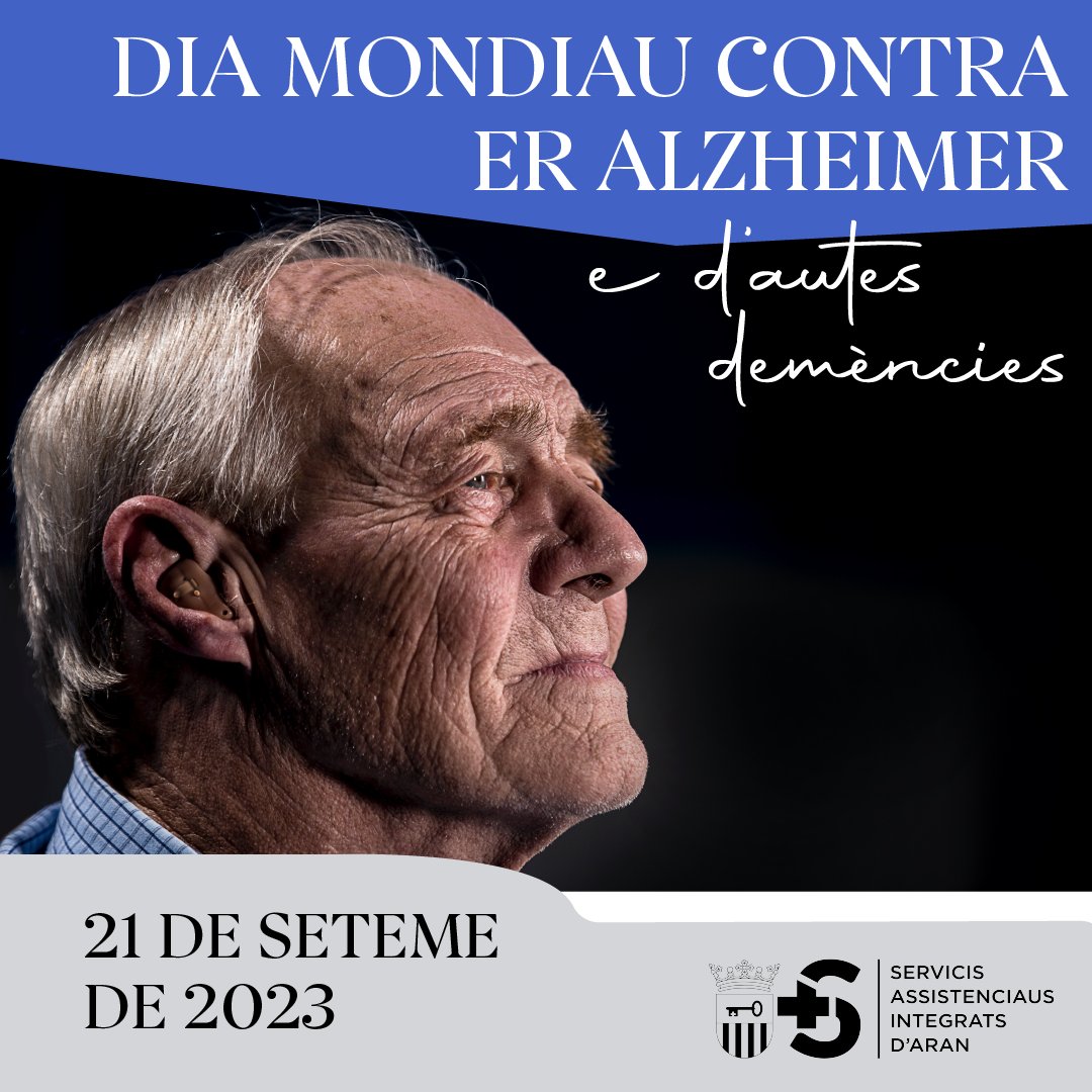 SerAssInAran's tweet photo. 📷Aué, 21 de seteme, ei eth Dia Mondiau contra er Alzheimer e d'autes demències. Aguestes malauties que patissen principaument persones de mès de 65 ans endauant afècten ara memòria, as foncions cognitives e ara orientacion pr'amor d'un deteriorament cerebrau. https://t.co/qBXEmfTUAo
