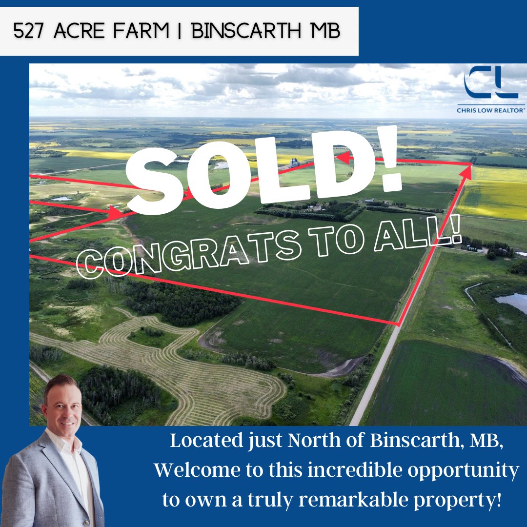 This 527 acre farm just North of Binscarth is off the market, with a Big Congrats to my amazing sellers &amp; buyers! Are you curious about the value of land and or acreages in your area? Call or text me at 204.573.5699 for a no obligation opinion of value. 

mbfarmsales.ca