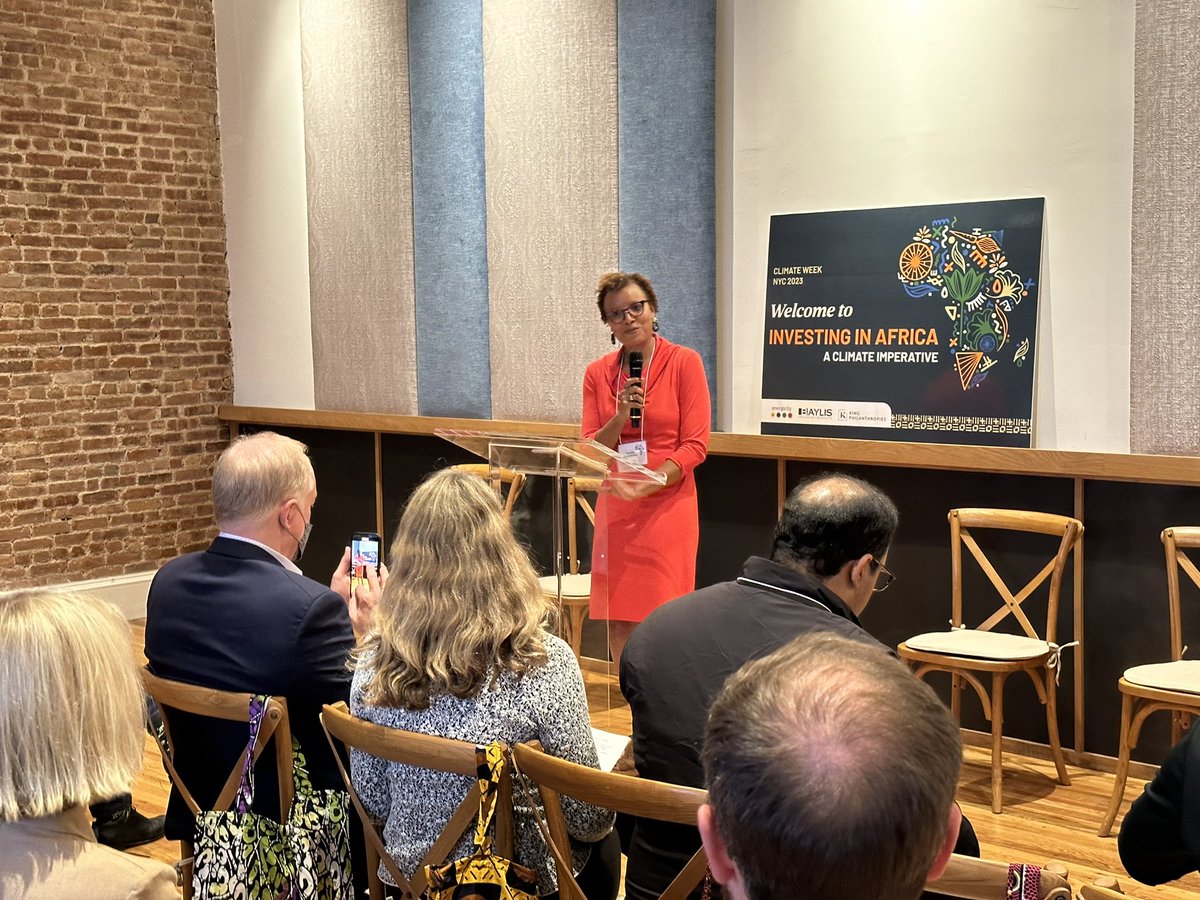 Our CEO and Founder, Nicole Poindexter, kicking off our event, welcoming our room full of participants to mobilize capital towards Africa. #ClimateWeekNYC #AfricaClimateSummit