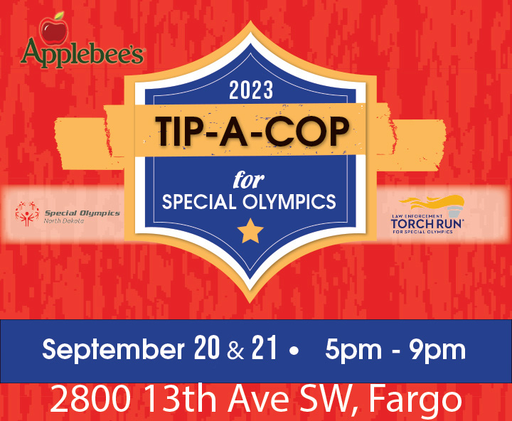 Join the Cass County Sheriff's Office at your neighborhood Applebee's on 13th Ave. SW. in Fargo today from 5-9 pm to raise tips and awareness for the <a href="/SpecialOlympics/">Special Olympics</a> .