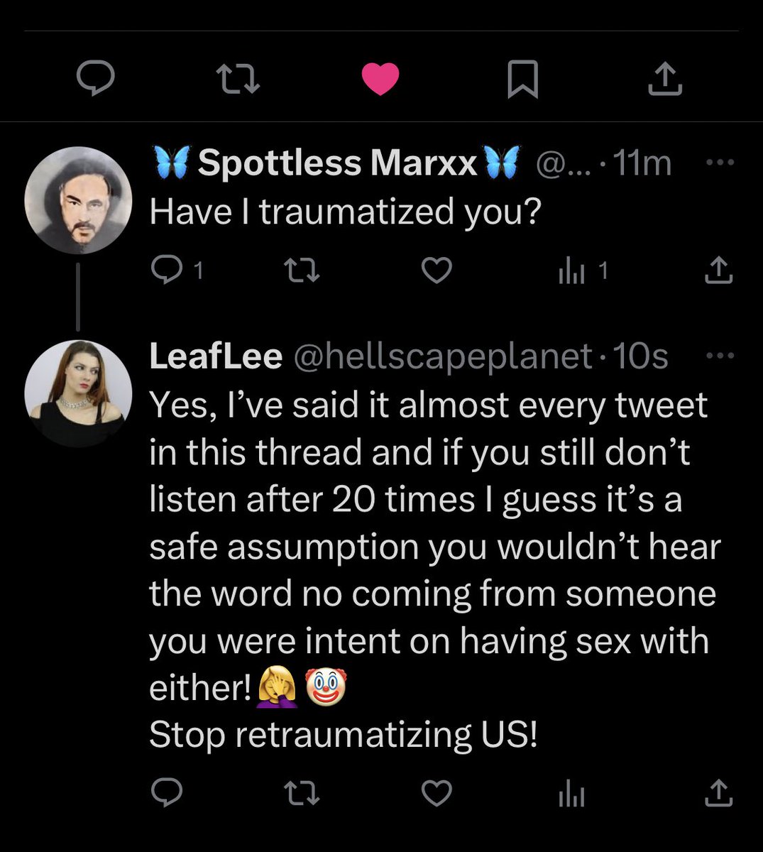 hellscapeplanet's tweet photo. When you’ve told a rape apologist to please stop retraumatizing survivors at least 20 times
But just like a rapist could hear the words no, they still won’t listen😭 #metoo #metoobacklash https://t.co/W1pRa8f8HD