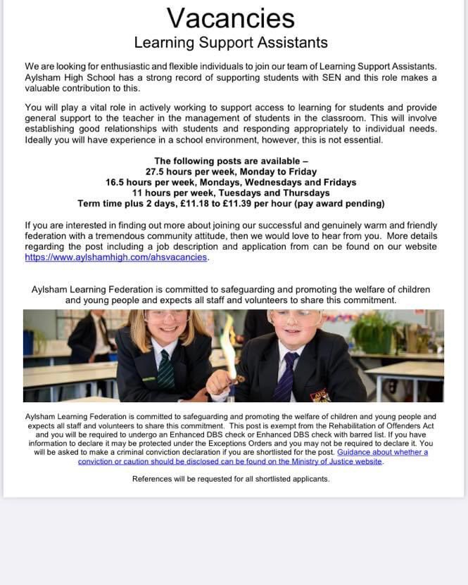 Come work at a wonderful kind nurturing school! Wonderful opportunity <a href="/aylshamhigh/">Aylsham High</a> fancy a new challenge ? This could be it ??