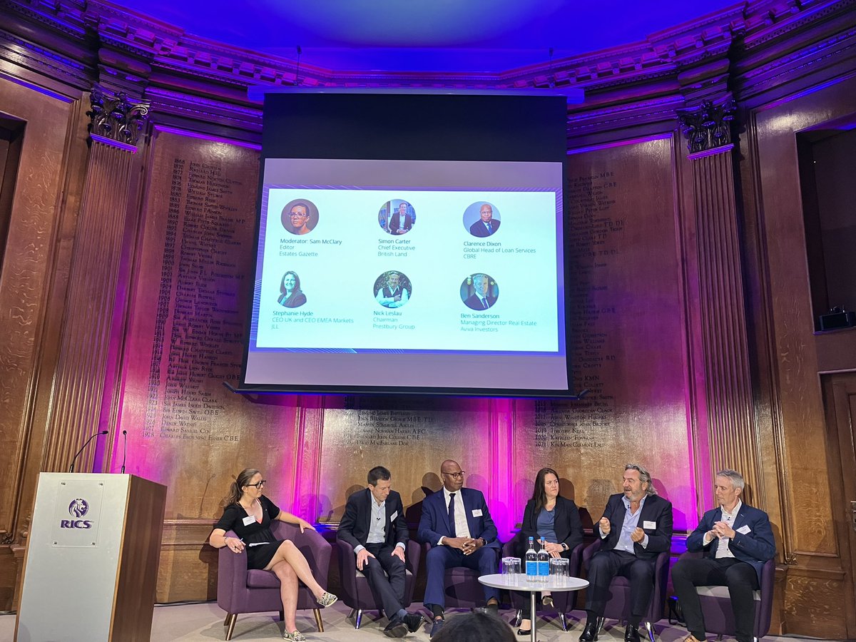 Great to be at RICS HQ today to hear an excellent discussion: One year on from the mini-Budget: what next for property? 

Like the sentiment that alpha return will only be generated by people that know what they are doing in real estate, not by the spreadsheet drivers!  #rics