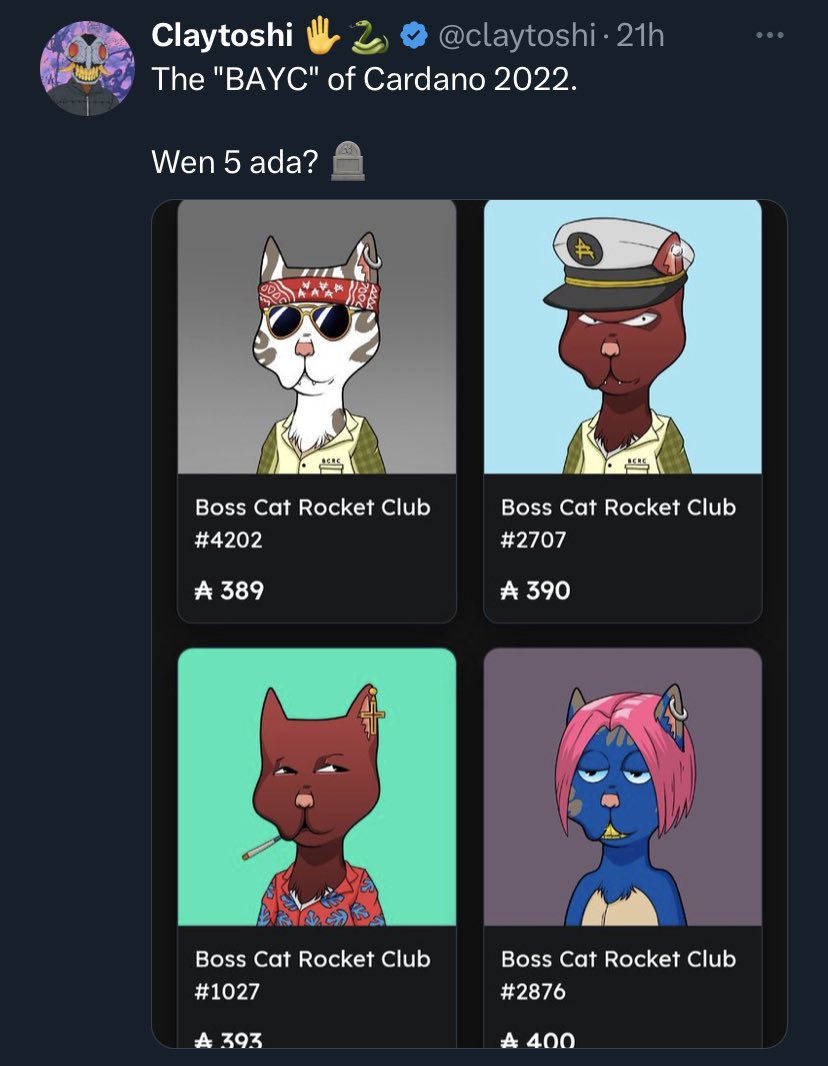 0xMiaow's tweet photo. There will be people like this in #ethereum or #cardano. They offer nothing but negativity. 
#Haters will ignore anyone’s accomplishments and keep shooting cheap shots like this. 
Keep true @BossCatRC 
I would not interact with the post and block him immediately. He’s feeding on your engagements.