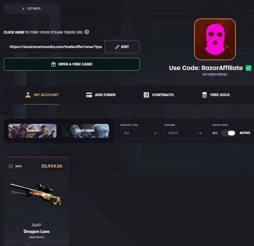 razoraffiliate's tweet photo. FINALLY
I hit Dragon Lore on @keydropcom 

🐉 Like &amp; Retweet, I will tip one winner on next stream guys https://t.co/ccIOZLcoZk